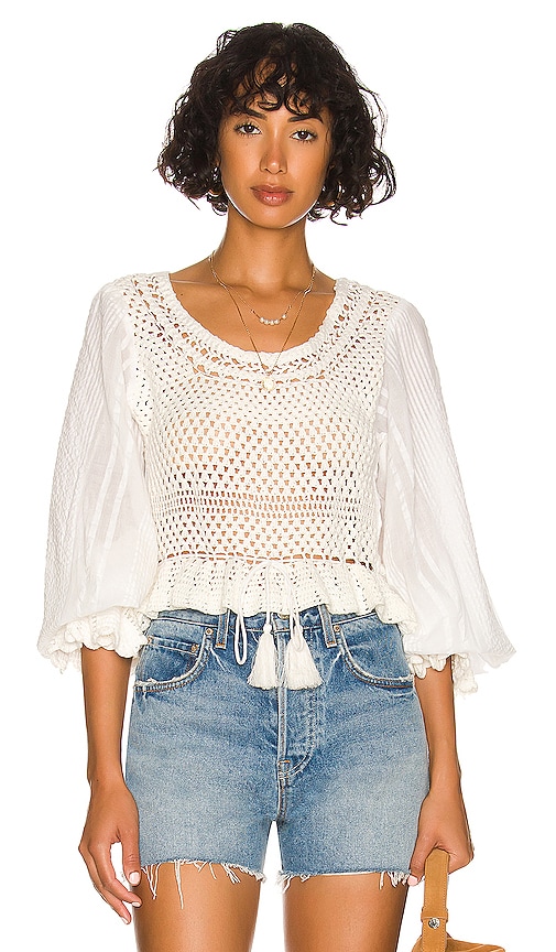 Free People Megan Crochet Top in Ivory