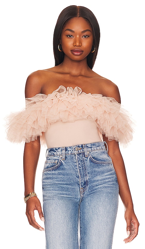 New! Free People Big Love Tulle Bodysuit - Dusty Pink