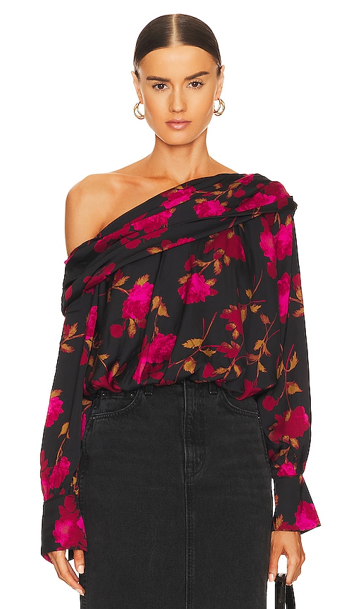 Free People Potter Print One-shoulder Top In Black Combo