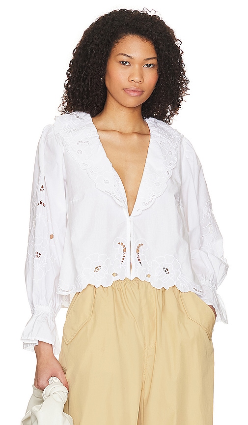 Free People Maisie Cutwork Top in Ivory | REVOLVE