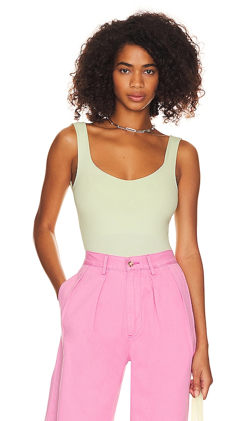 Free People X Intimately Fp Clean Lines Bodysuit In Lime Sorbetto