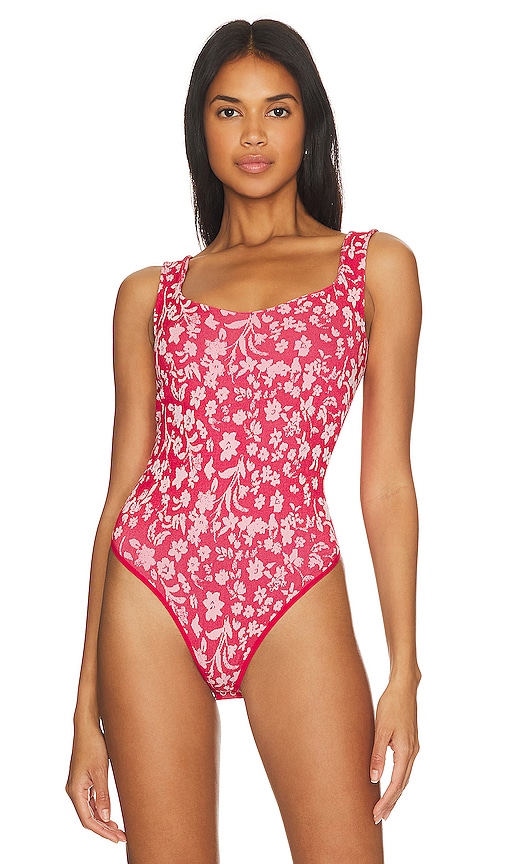 Shop Free People X Intimately Fp Clean Lines Printed Bodysuit In Red