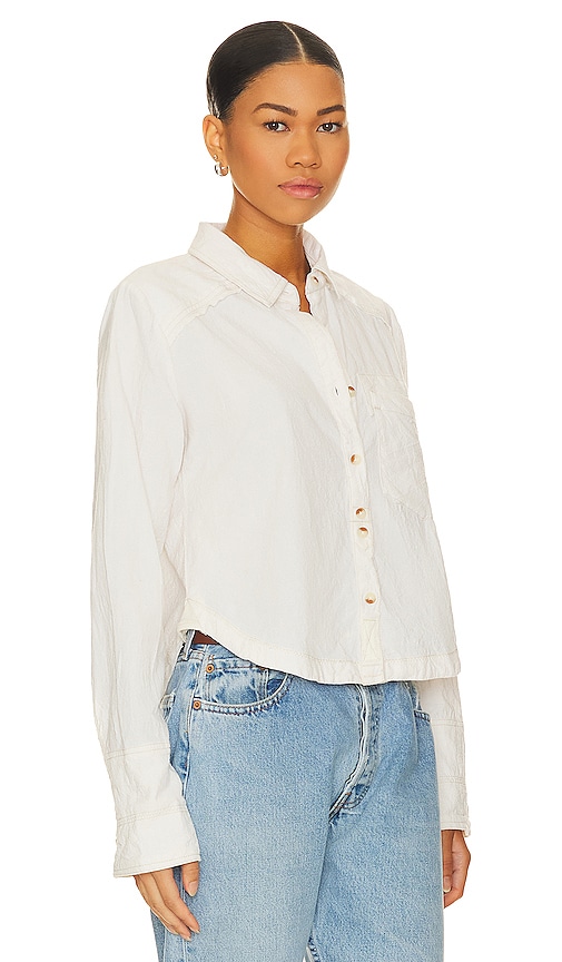 Shop Free People X We The Free Classic Oxford Top In Ivory Combo