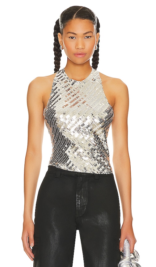 Free People Disco Fever Sequin Tank In Silver