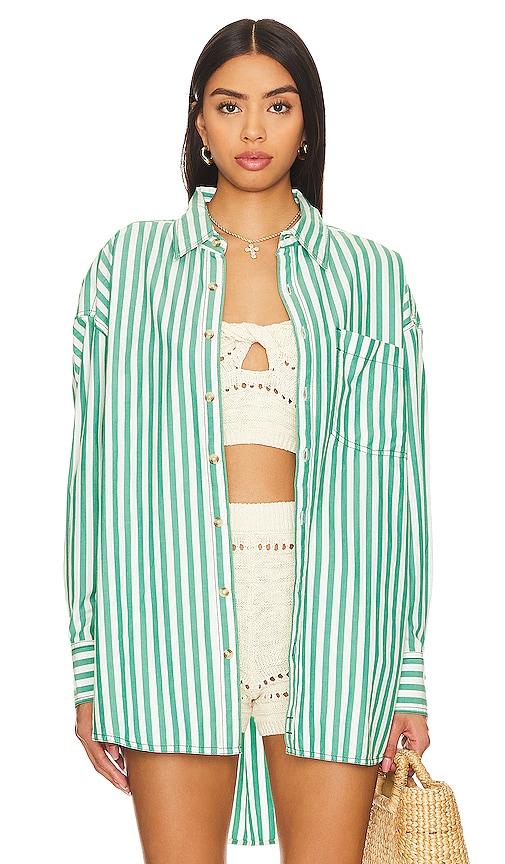 Shop Free People X We The Free Freddie Shirt In French Green Combo