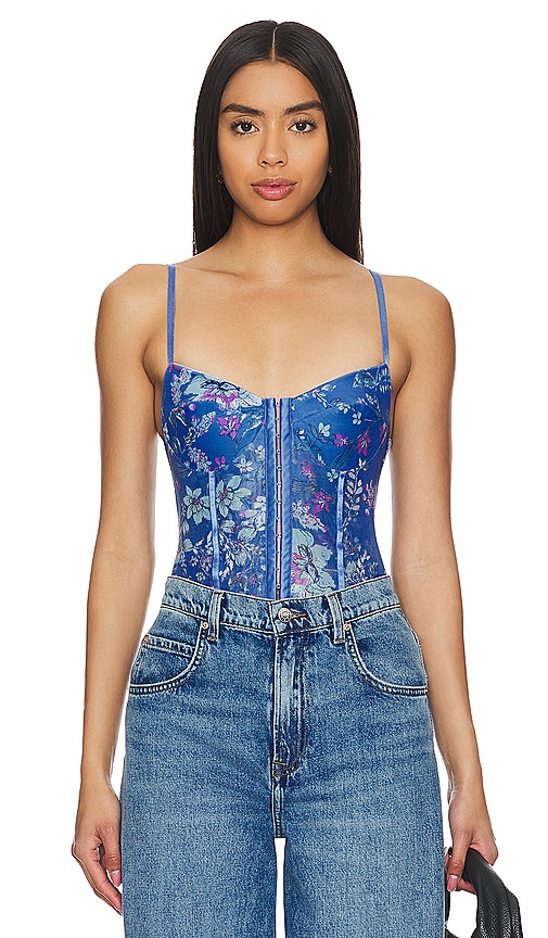 Free People X Intimately Fp Printed Night Rhythm Bodysuit In Floral Combo