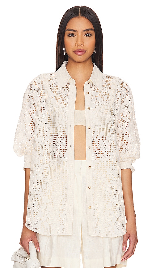 Shop Free People In Your Dreams Lace Buttondown In 茶色