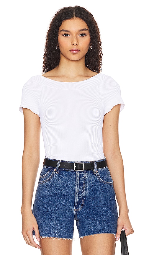Shop Free People X Intimately Fp Ribbed Seamless Off Shoulder Top In 白色