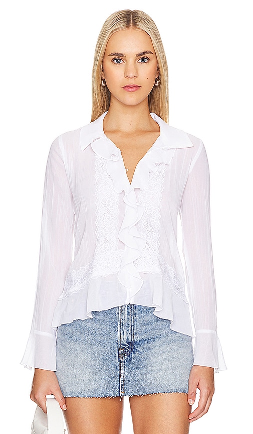 Free People Bad At Love Solid Blouse In 象牙白