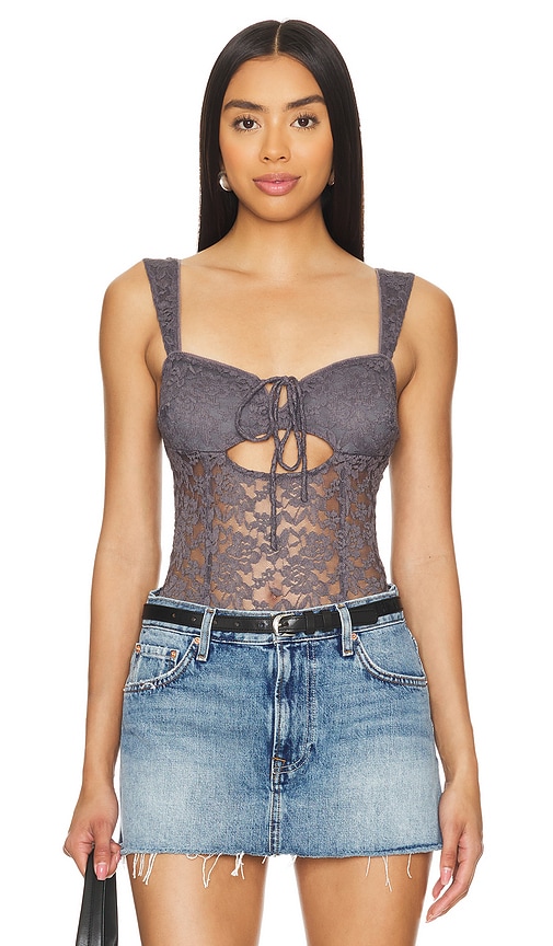 Shop Free People X Intimately Fp Strike A Pose Bodysuit In Volcanic Glass