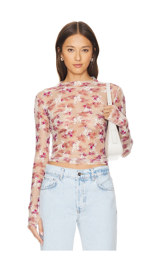 Shop Free People X Intimately Fp Printed Lady Lux Layering Top In 象牙白拼接