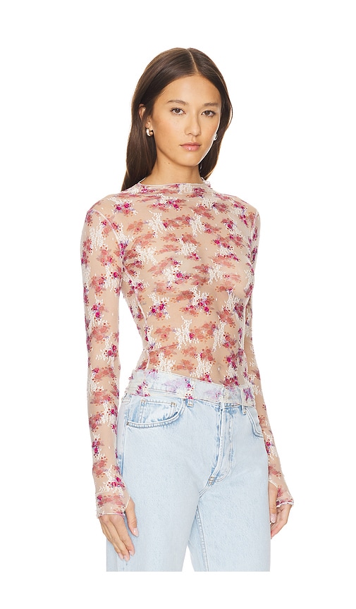 Shop Free People X Intimately Fp Printed Lady Lux Layering Top In 象牙白拼接