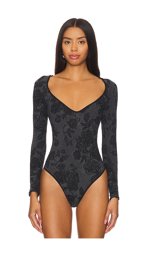 Shop Free People X Intimately Fp Send Love Long Sleeve Bodysuit In Black