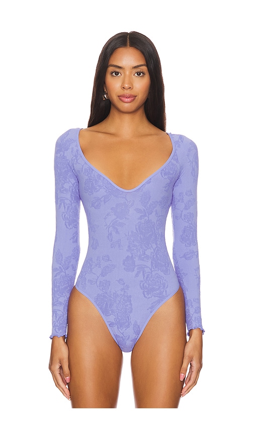 Shop Free People X Intimately Fp Send Love Long Sleeve Bodysuit In Blue