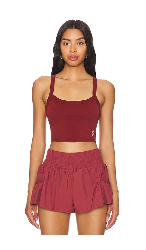 Free People X FP Movement All Clear Cami Solid in Sour Cherry