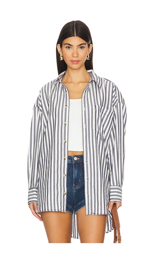 Free People x We The Free Freddie Shirt in Nautical Navy Combo