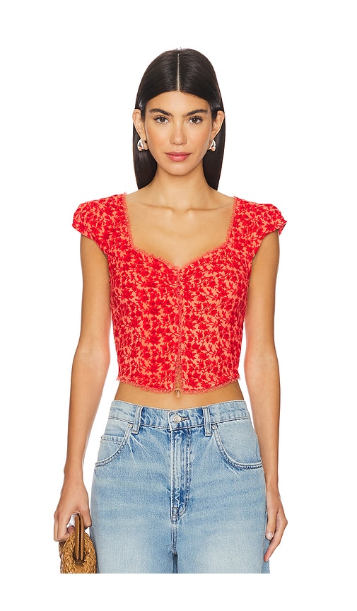 Shop Free People Faye Printed Top In Washed Red Combo