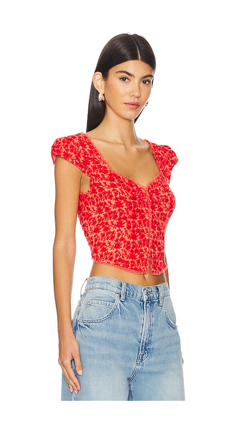 Shop Free People Faye Printed Top In Washed Red Combo