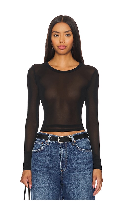 Free People x Intimately FP x REVOLVE Before Sunset Mesh Long Sleeve In Black