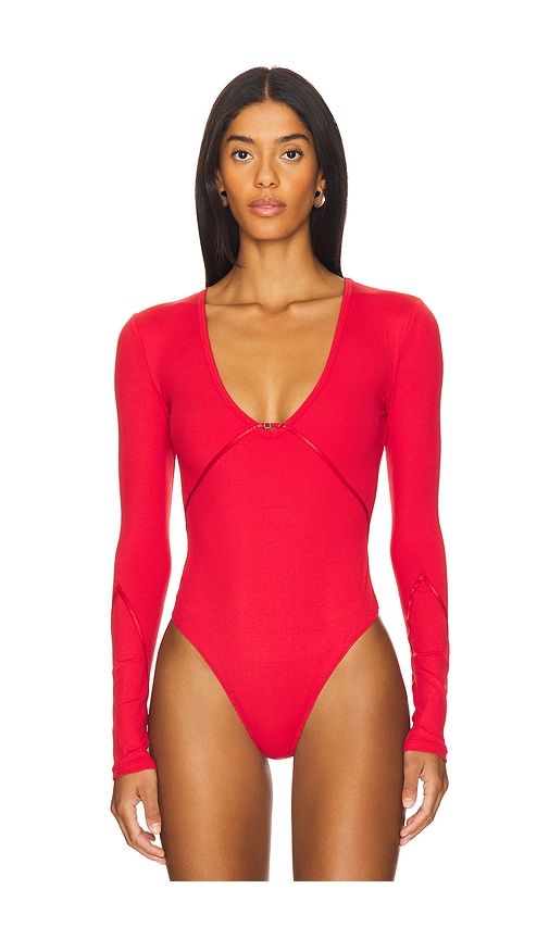 Shop Free People X Intimately Fp Victoria Plunge Bodysuit In Garnet Rose