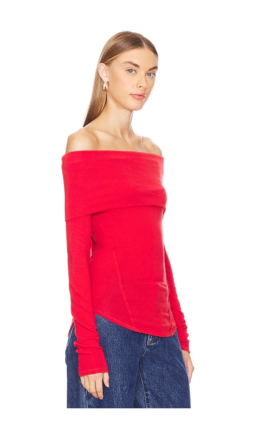Free People Iris Off The Shoulder Long Sleeve Cotton Blend Knit Top In Samba