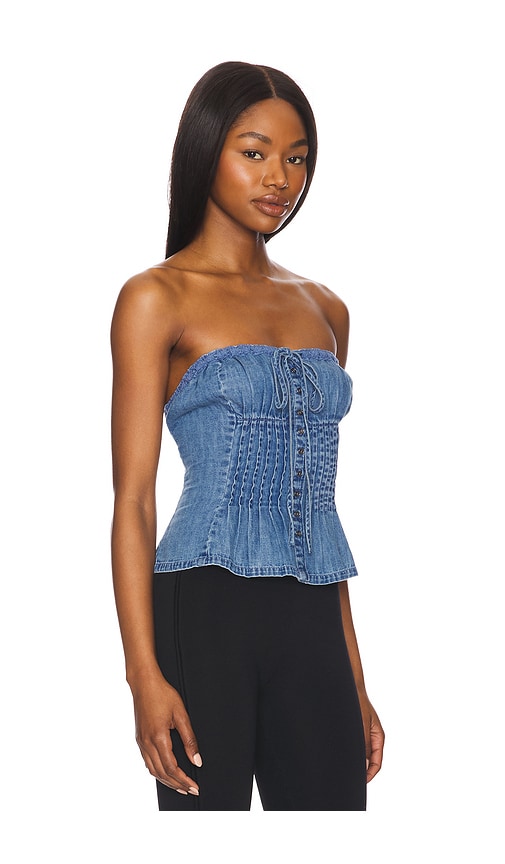 Shop Free People Denim Wink Wink Tube Top In 中等水洗