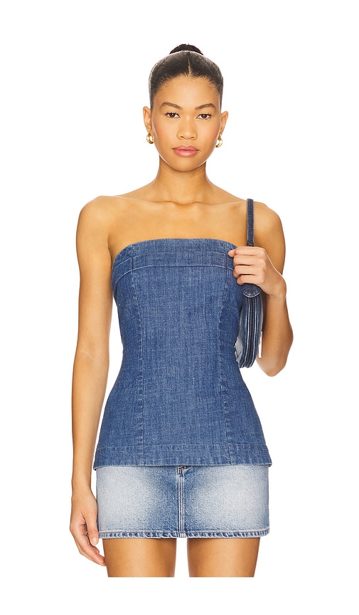 Lora Denim Tube Top in Blue. - size XS (also in L, M, S, XL)
