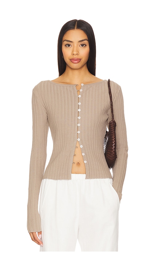 Tilly Long Sleeve Top in Taupe. - size XS (also in L, M, S, XL)