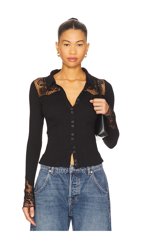 Rosebud Cuff Tee in Black. - size S (also in L, M, XS)