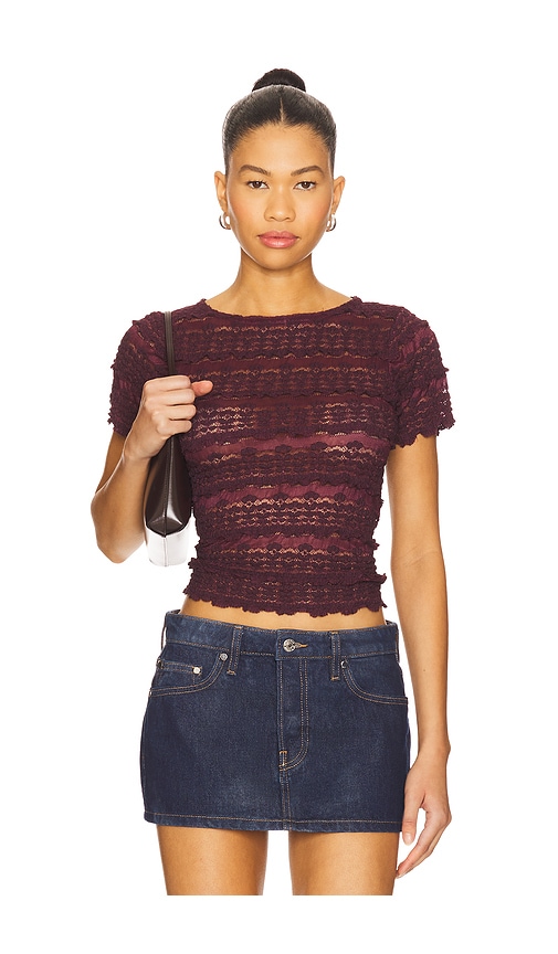 Angelina Lace Tee in Wine. - size XS (also in L, M, S, XL)