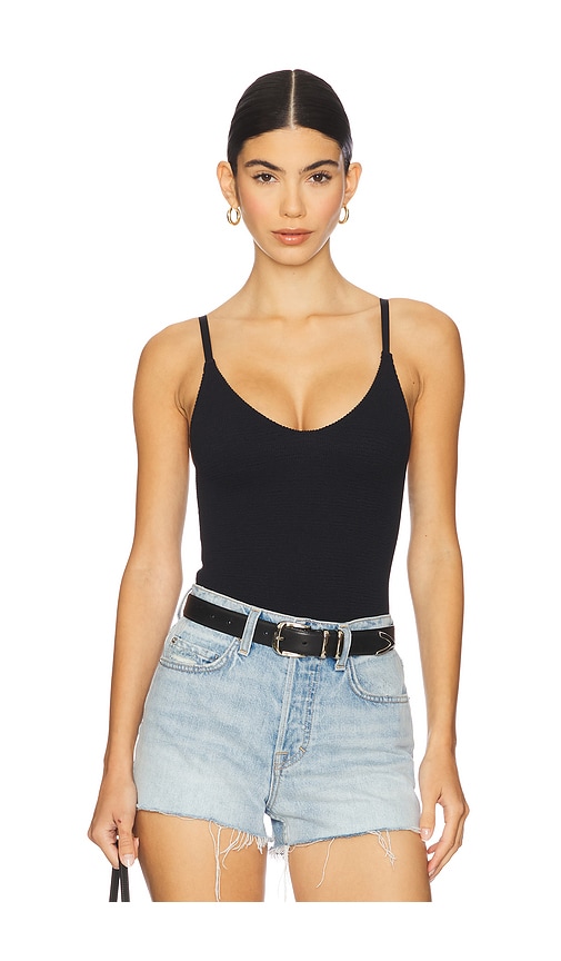 Textured Triangle Bodysuit in Black. - size XS/S (also in M/L)