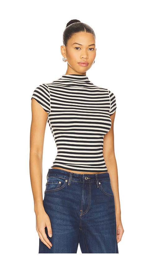 Free People Lola Stripe Funnel Neck Knit Top
