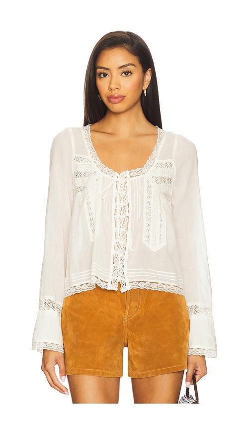 Longsleeve Evermore Top in Ivory. - size XL (also in L, M, S, XS)