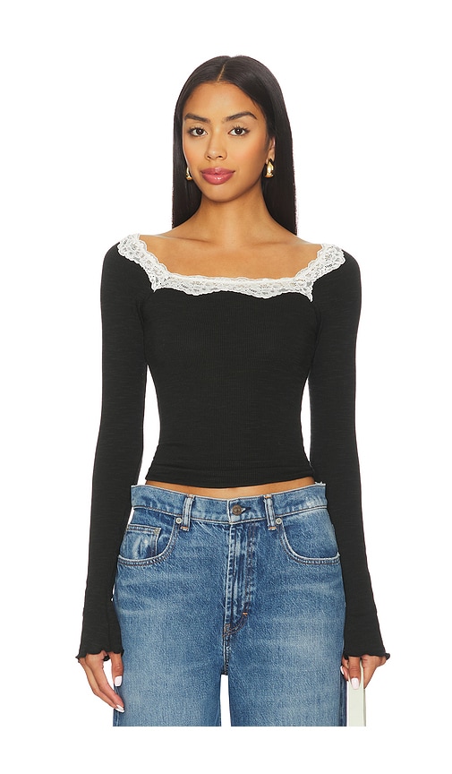 Free People x Intimately Oh My Darling Long Sleeve In Black Combo