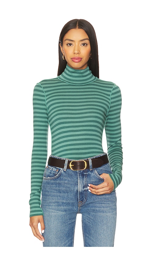 Free People X We The Free Good Good Turtle Stripe Top In Green