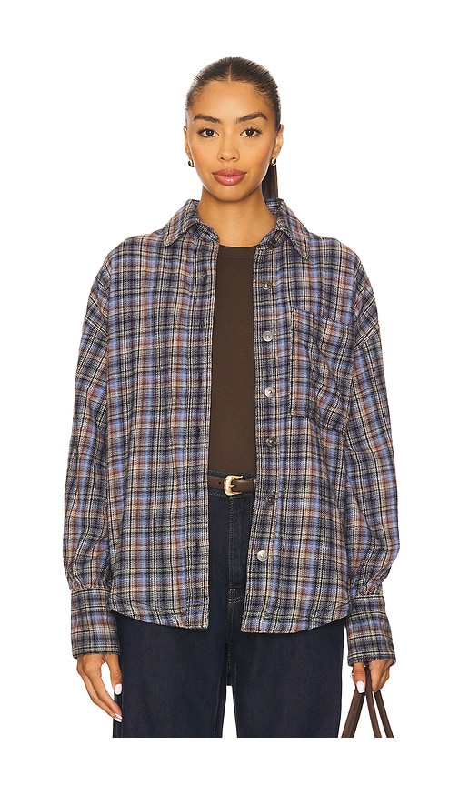 Free People Ashley Plaid Shirt In Blue