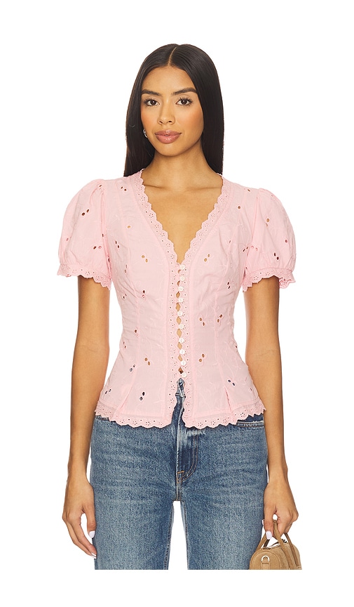 Free People X Revolve Belle Eyelet Blouse In Pink