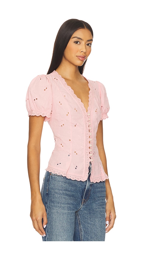 Free People X Revolve Belle Eyelet Blouse In Pink