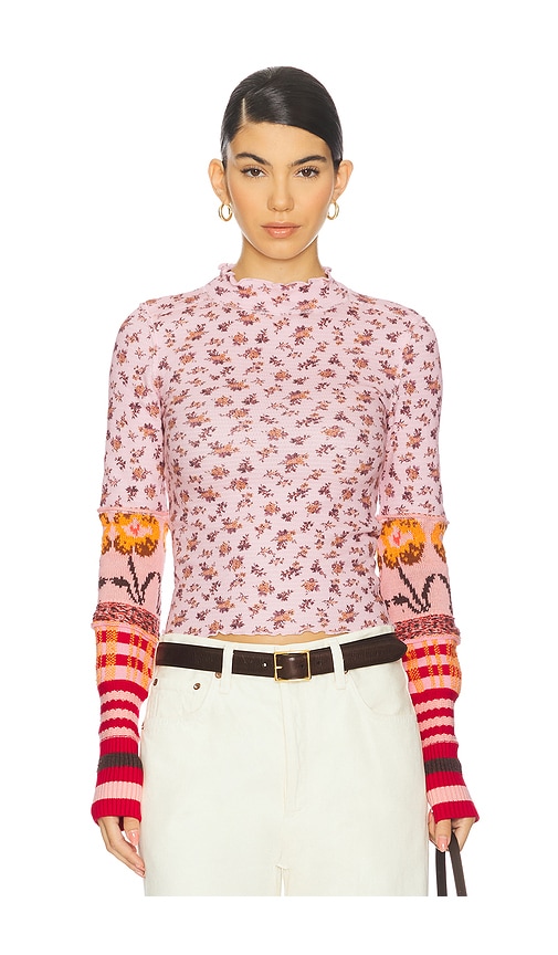 Free People x We The Free Bold Bowery Cuff Top In Cherry Blossom Combo