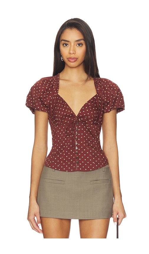 Free People Summer Printed Blouse In Brown