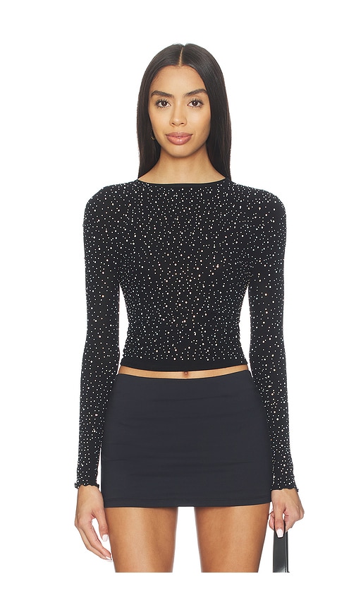 Free People Night Sky Long Sleeve Top In Black