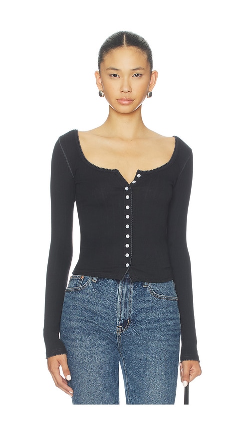 Free People End Game Pointelle Long Sleeve en Black Taille S Also en XS M L XL 54 €