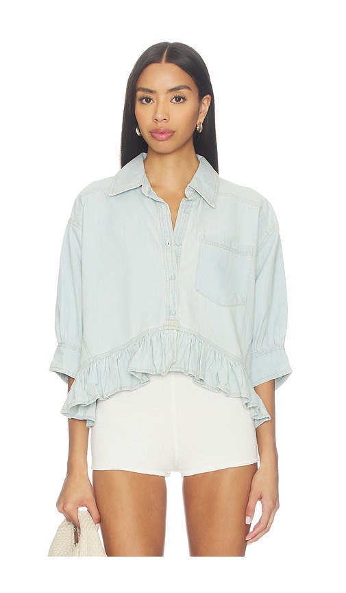 Free People Bailey Denim Shirt In Light Tint Wash in Light Tint