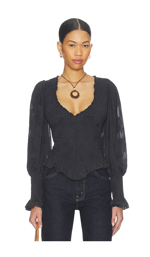 Free People x REVOLVE Smocked In Love Top in Black Combo | REVOLVE