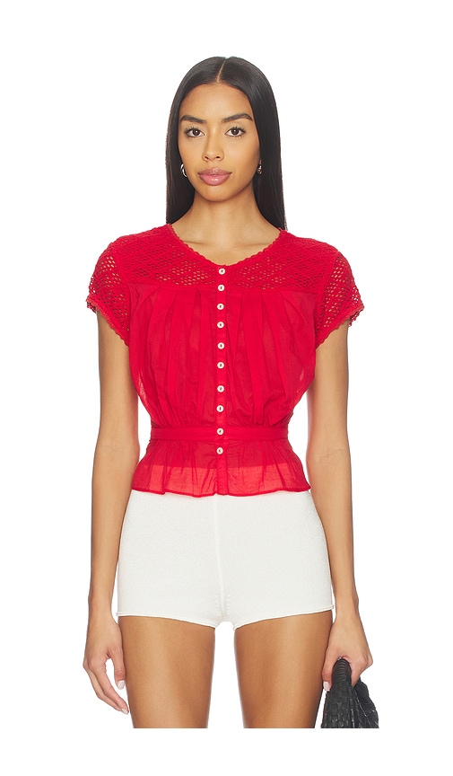 Free People Glimmer Embroidered Top