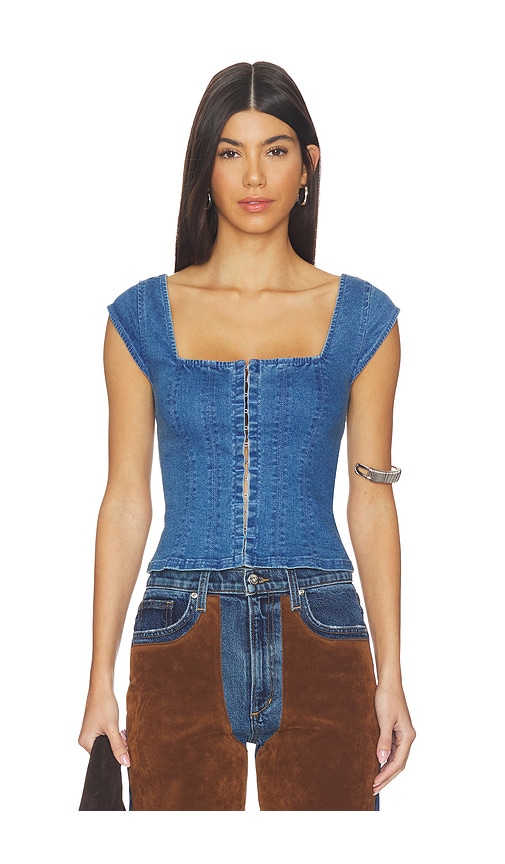 Free People Marilyn Denim Corset en Blue Taille M Also en XS S L XL 110 €