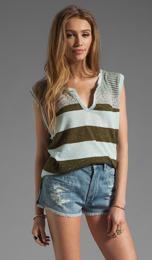 Pieced Mesh Stripe Top