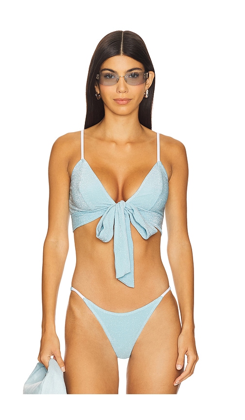 x free-est Sydney Crop Bikini Top In Tropical Breeze in Blue. - size XS (also in S)