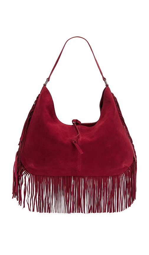 Free People Finn Fringe Shoulder Bag in Red.