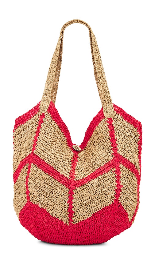 Free People Mykonos Straw Tote Bag in Red Orange